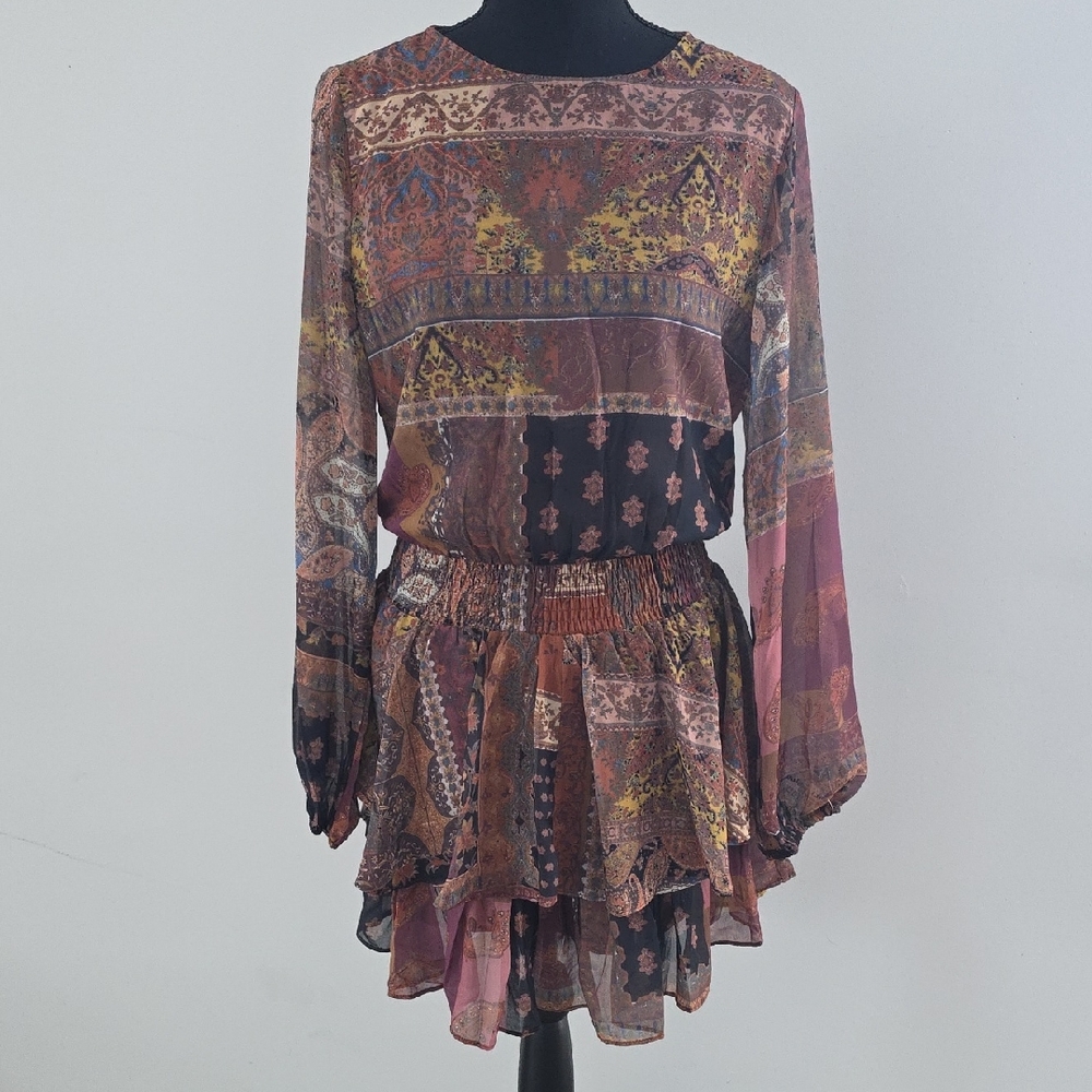 Elegant Multicolor Long Sleeve Dress